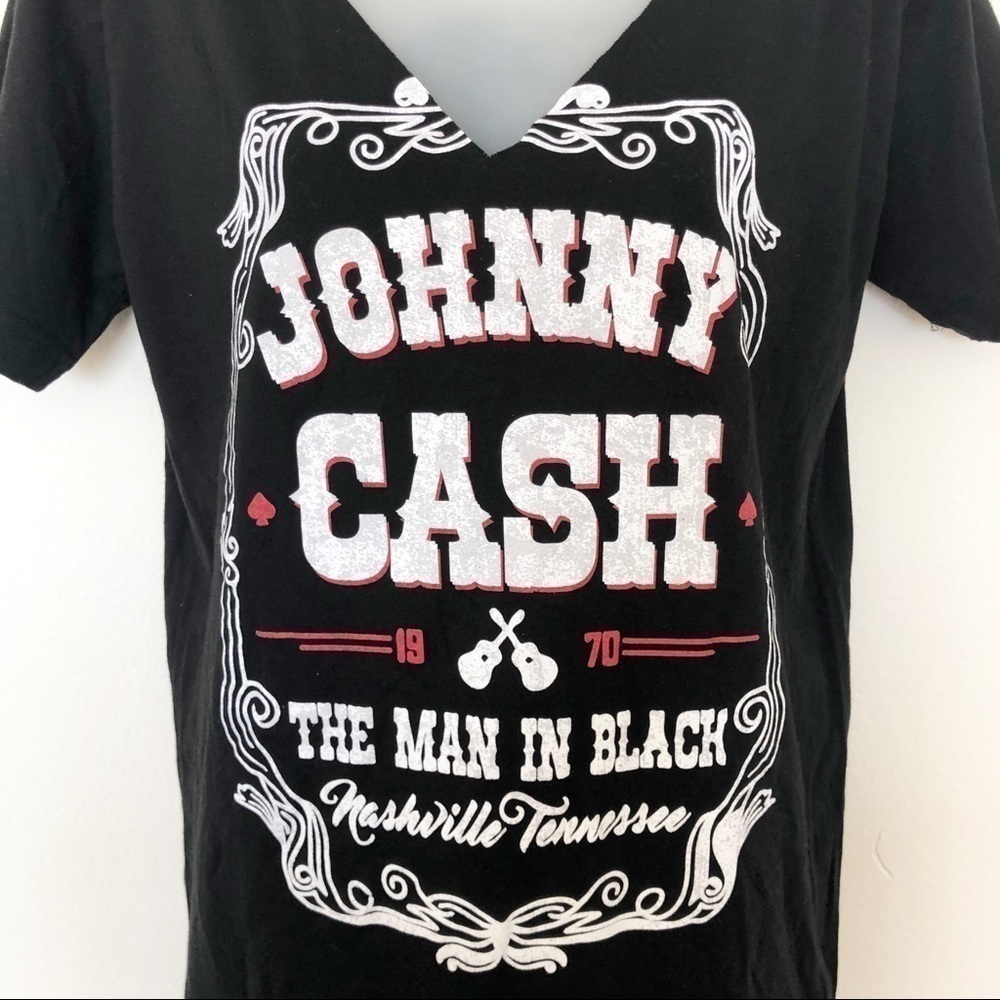Johnny Cash Destroyed The Man In Black Graphic Print Band Choker Tee Size XS - Picture 4 of 7
